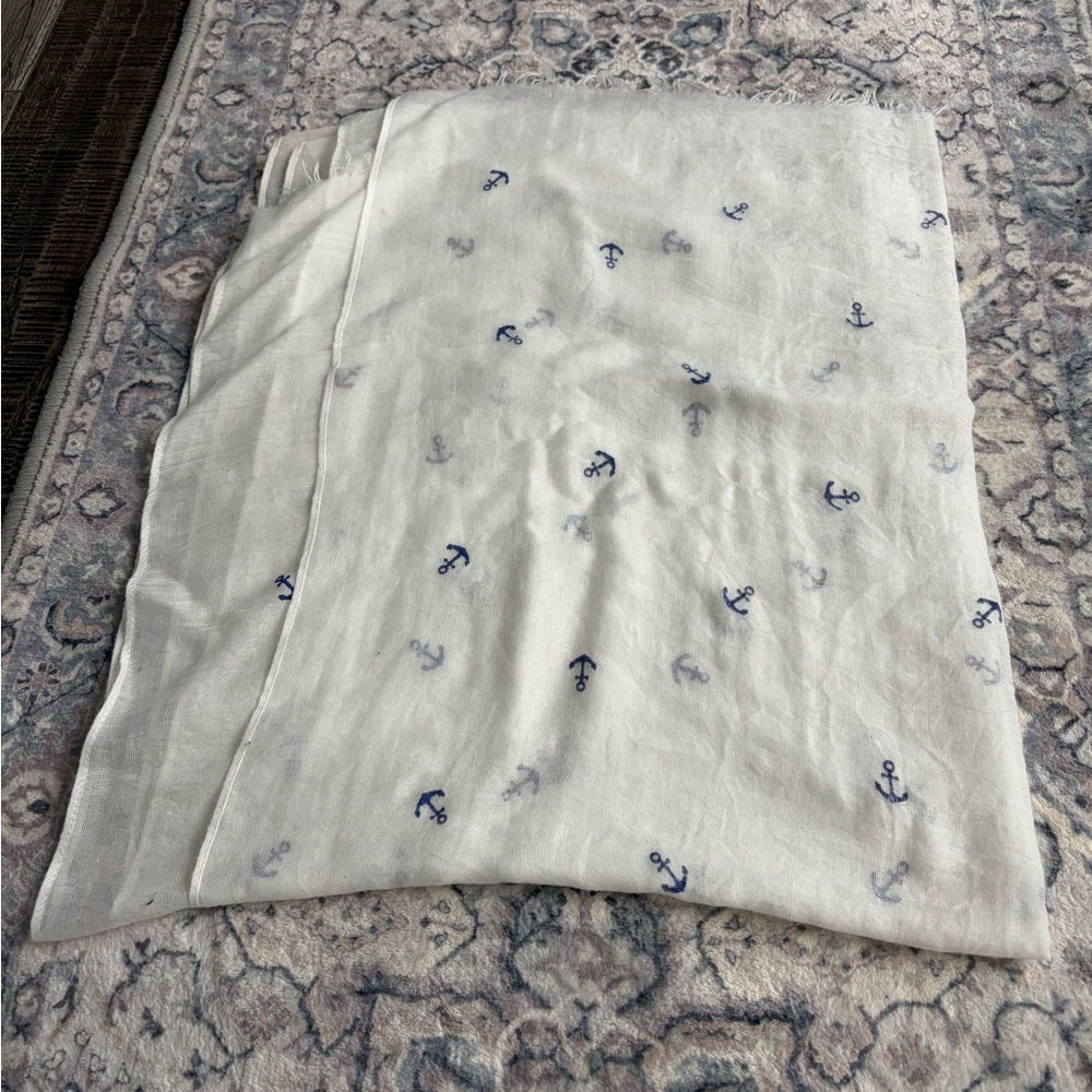 Anchor scarf sheer with fringe ends